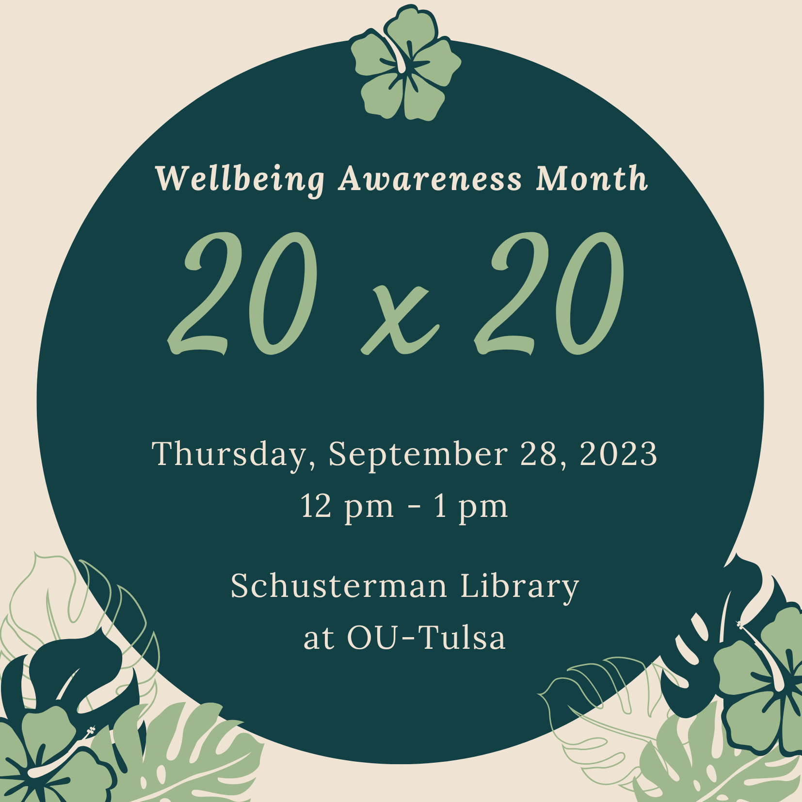 Wellbeing Awareness Month 20x20, Thursday, September 28, 2023, 12-1 pm